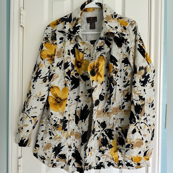 Fenn Wright Manson Silk Jacket Womens L Floral Double Breasted - Picture 1 of 4